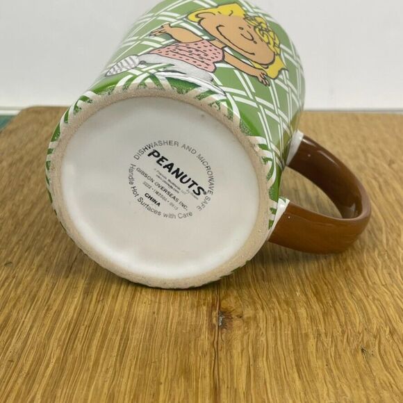 Peanuts Charlie Brown Green Plaid Sally Coffee Mug Schultz Cartoon Collectible - Picture 6 of 8